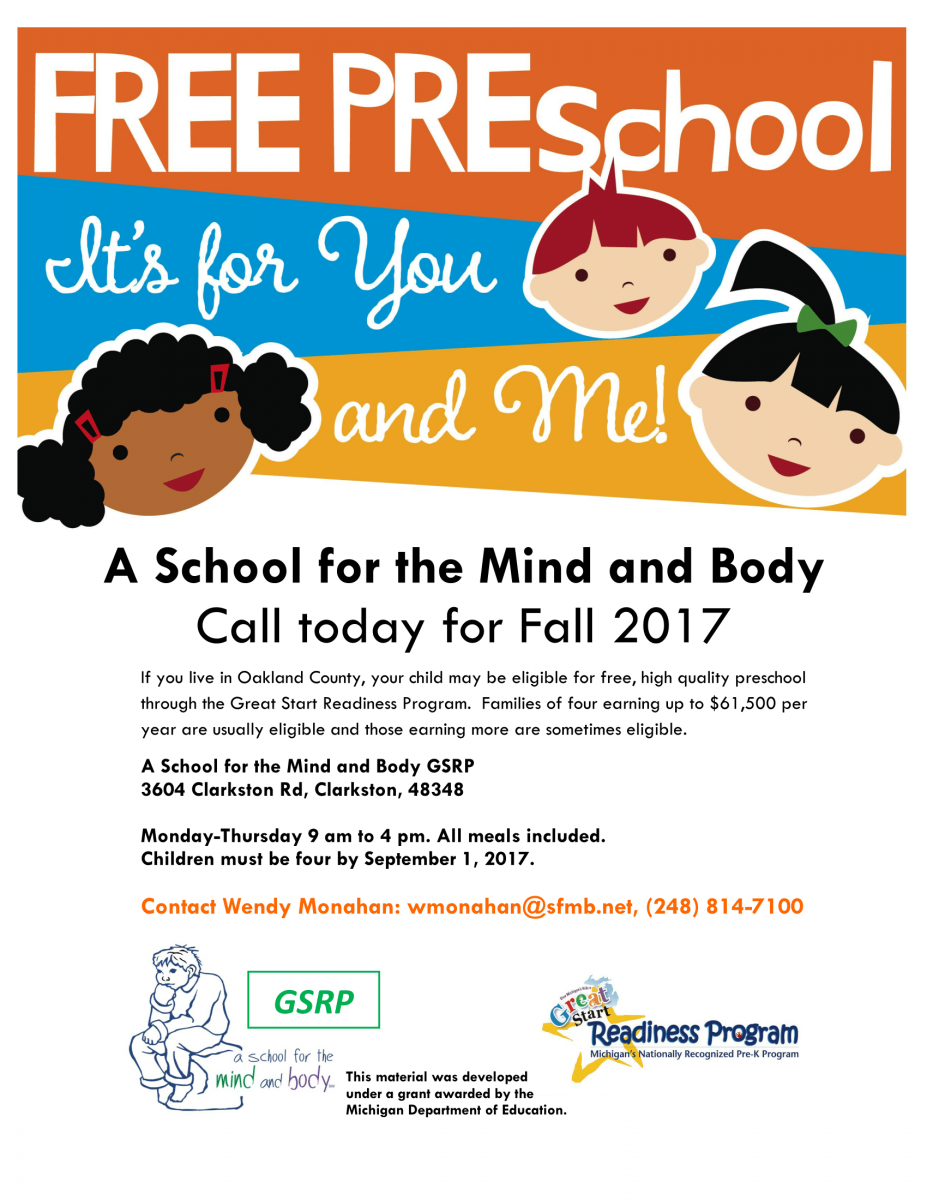 GSRP FREE Pre-School | A School for the Mind and Body